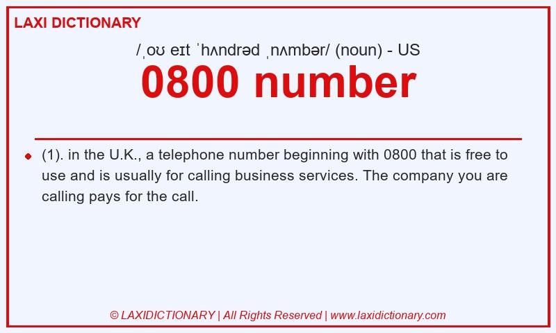 Definition 0800 number in American English