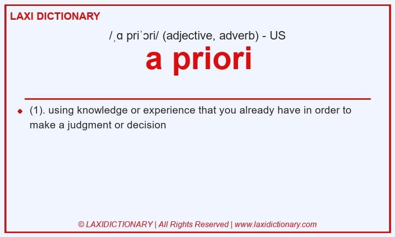Definition a priori in American English