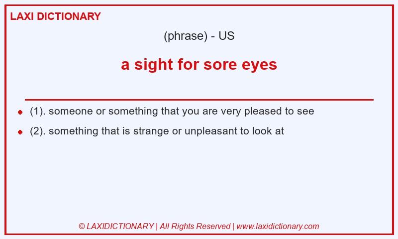 Definition a sight for sore eyes in American English