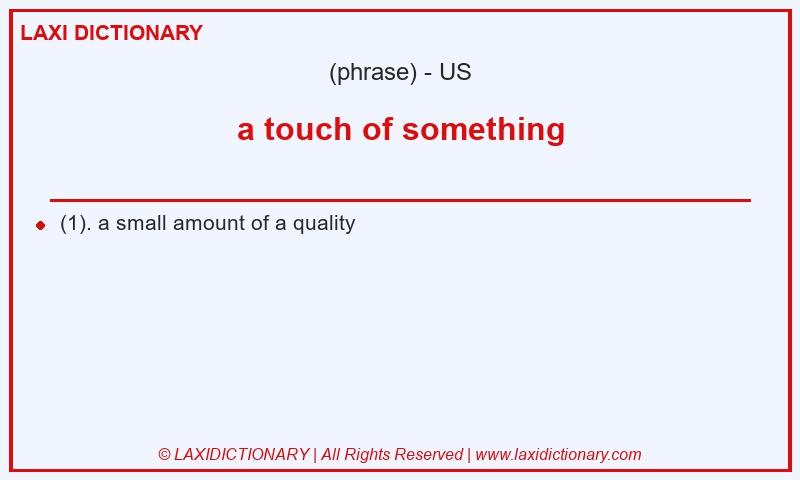 Definition a touch of something in American English