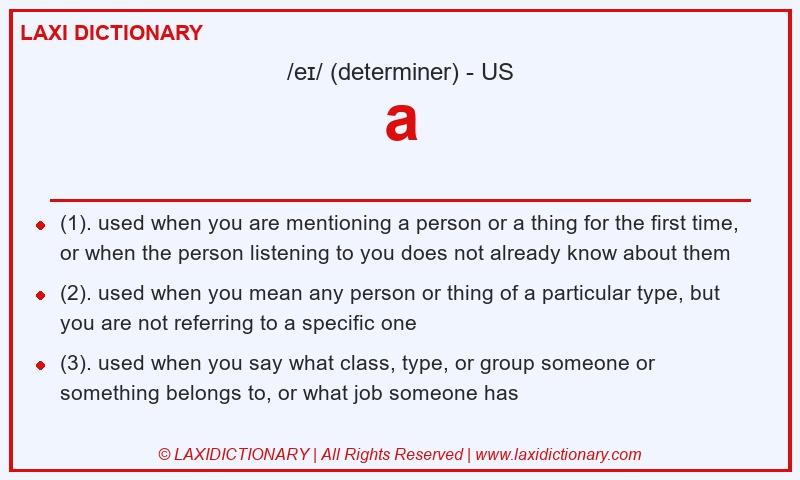 Definition a in American English
