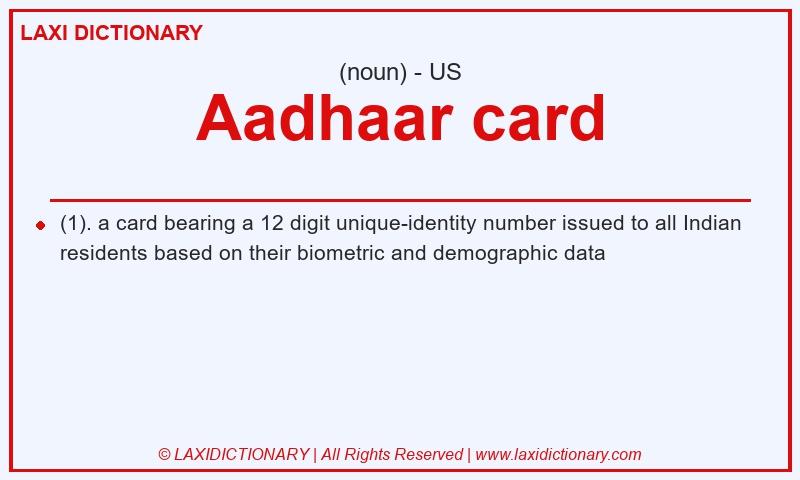 Definition Aadhaar card in American English