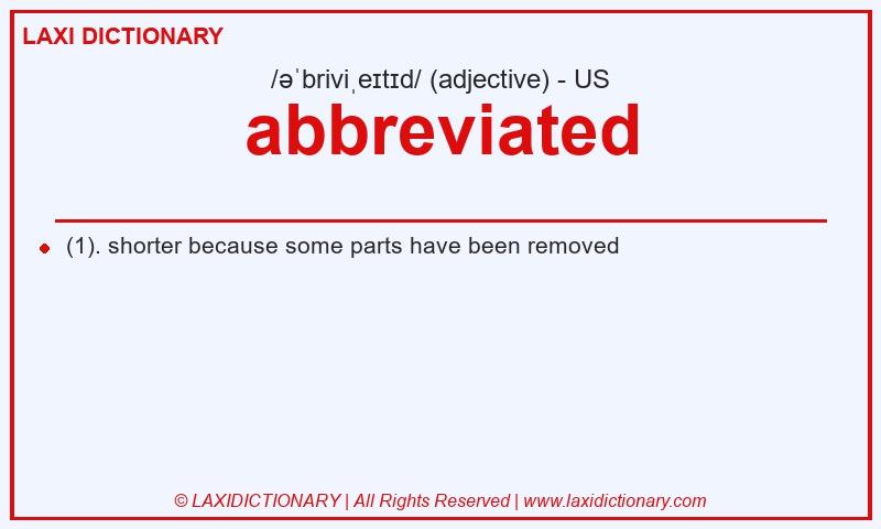 Definition abbreviated in American English