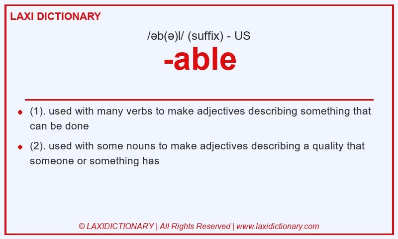 Definition -able in American English