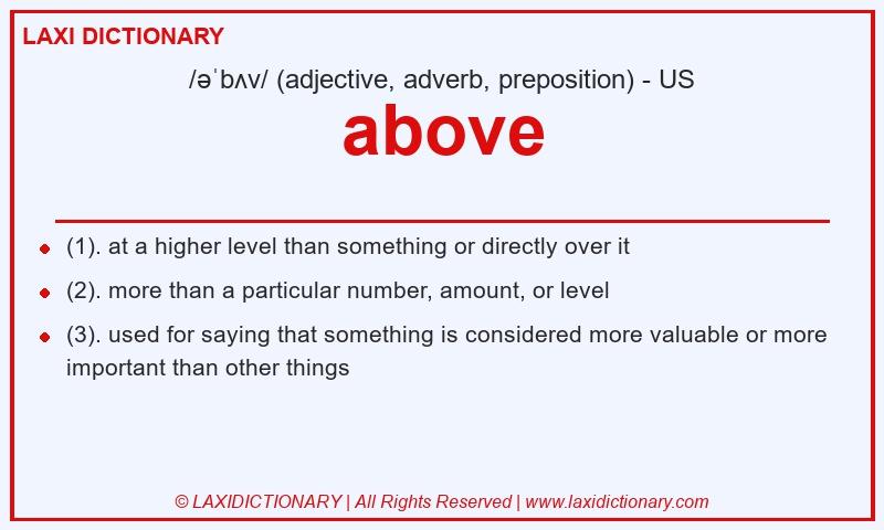 Definition above in American English
