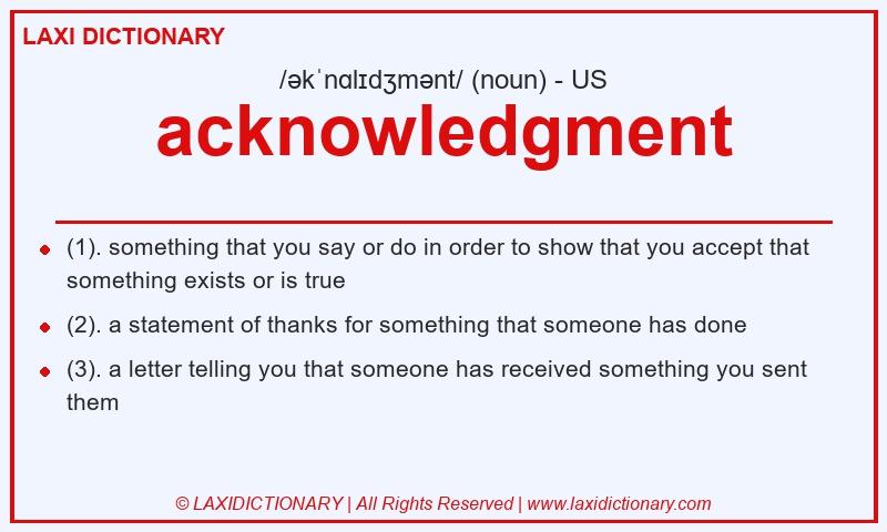 Definition acknowledgment in American English