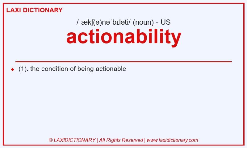Definition actionability in American English