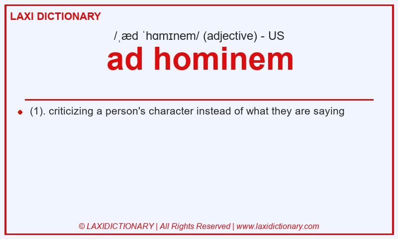 Definition ad hominem in American English