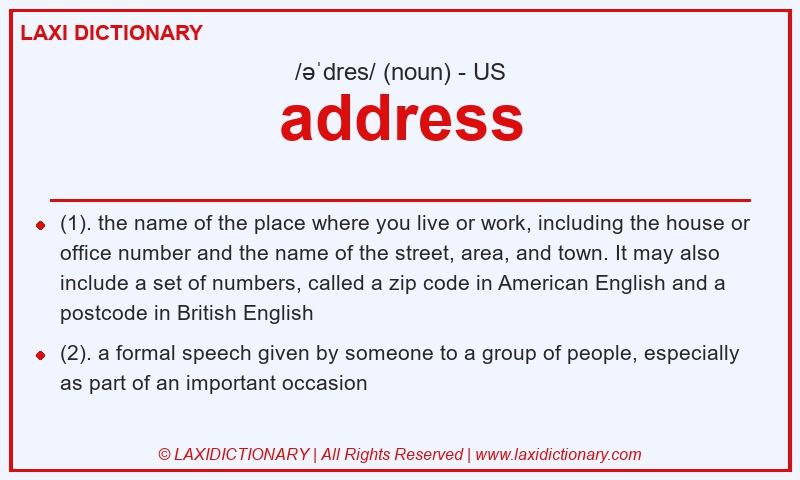 Definition address in American English