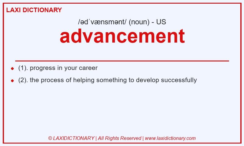Definition advancement in American English