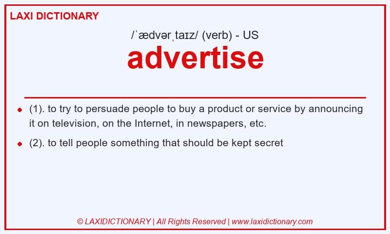 Definition advertise in American English