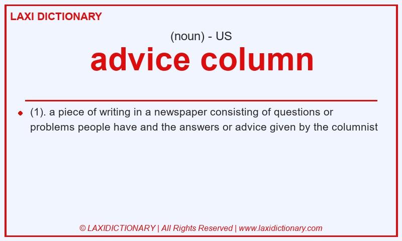 Definition advice column in American English