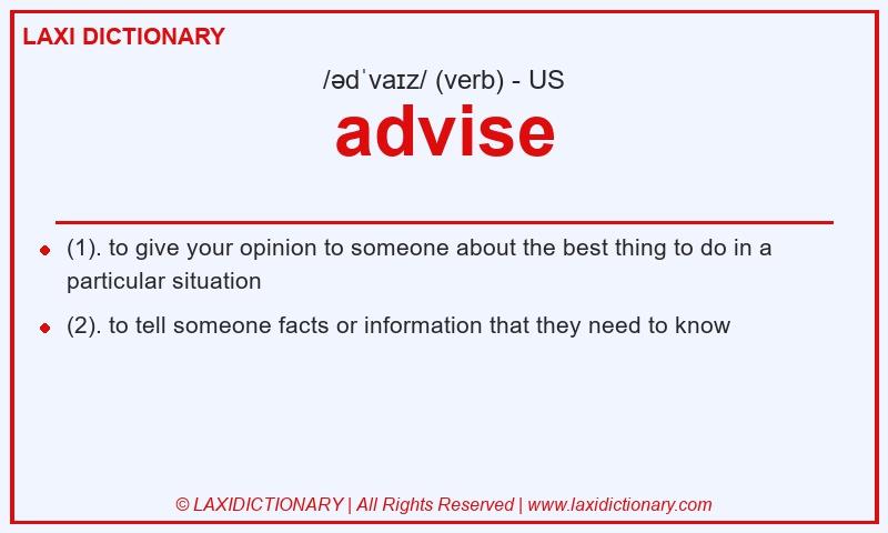 Definition advise in American English