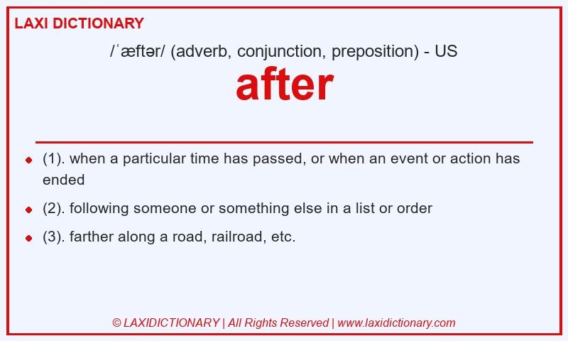 Definition after in American English