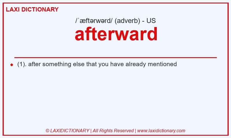 Definition afterward in American English
