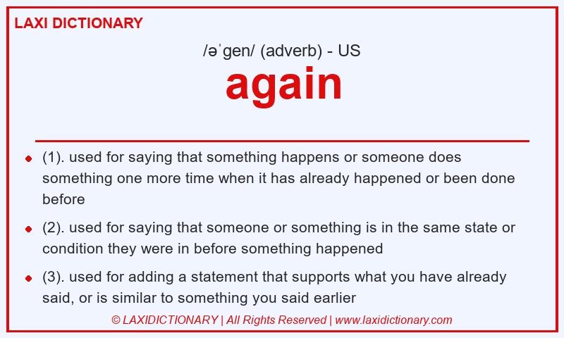 Definition again in American English