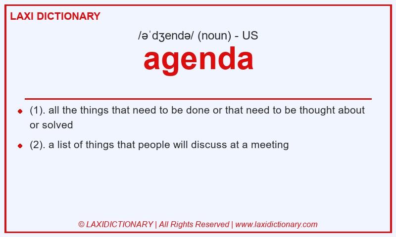 Definition agenda in American English