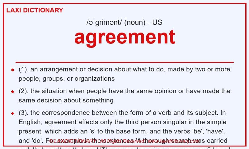 Definition agreement in American English