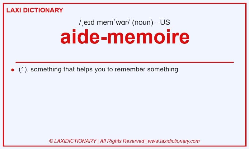 Definition aide-memoire in American English