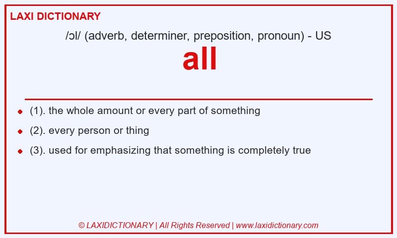 Definition all in American English