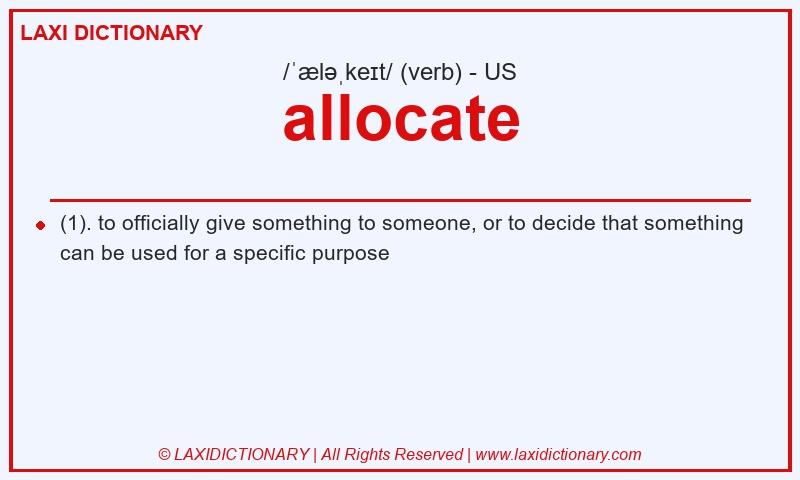 Definition allocate in American English