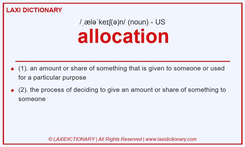 Definition allocation in American English