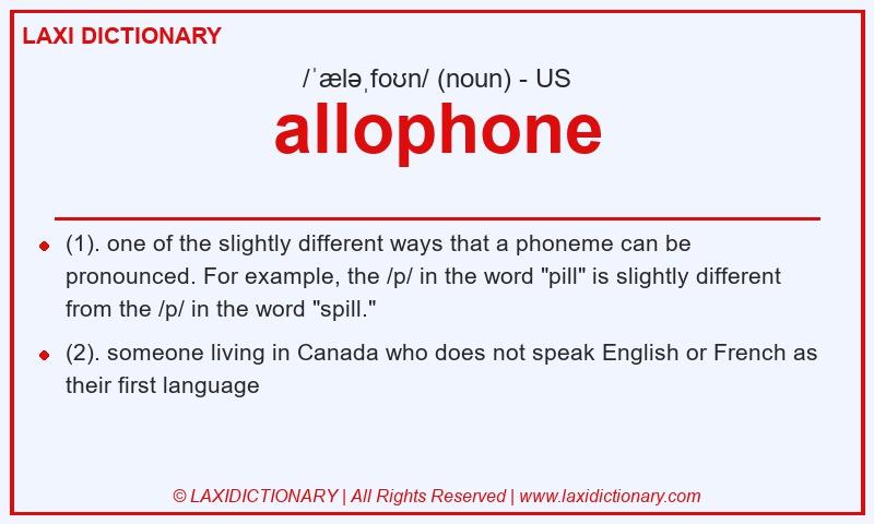 Definition allophone in American English