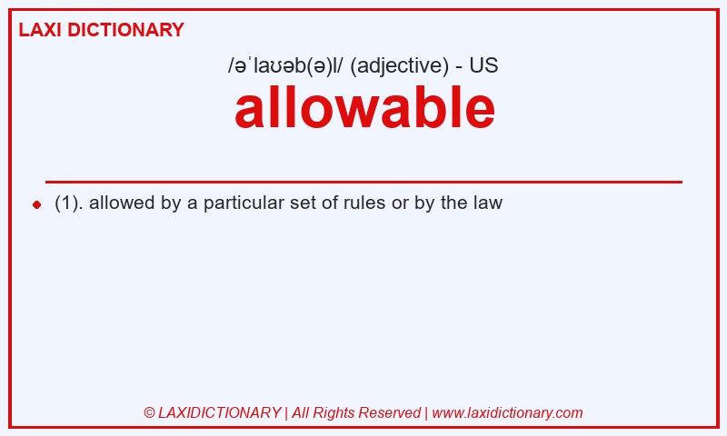 Definition allowable in American English