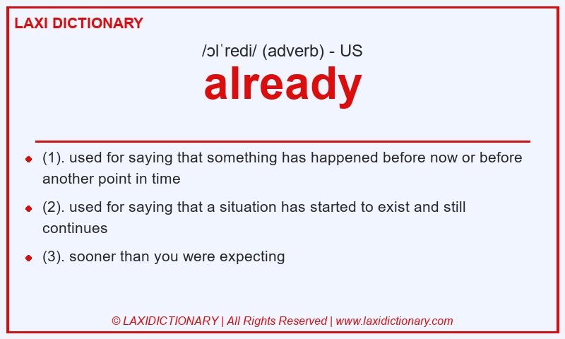 Definition already in American English