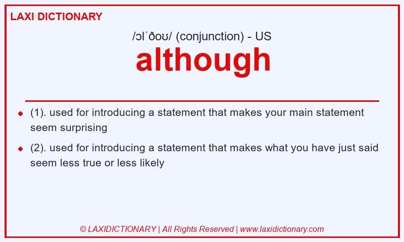 Definition although in American English