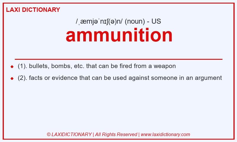 Definition ammunition in American English