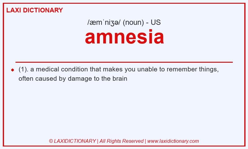 Definition amnesia in American English