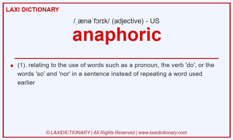 Definition anaphoric in American English