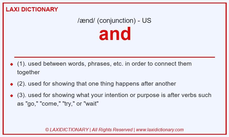 Definition and in American English