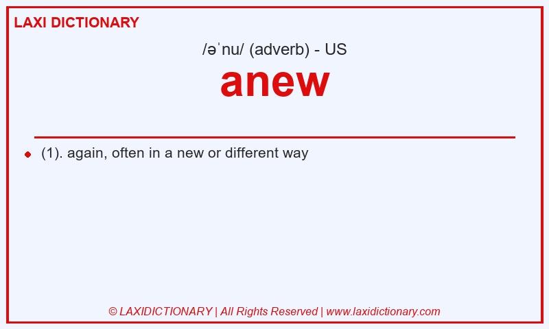 Definition anew in American English