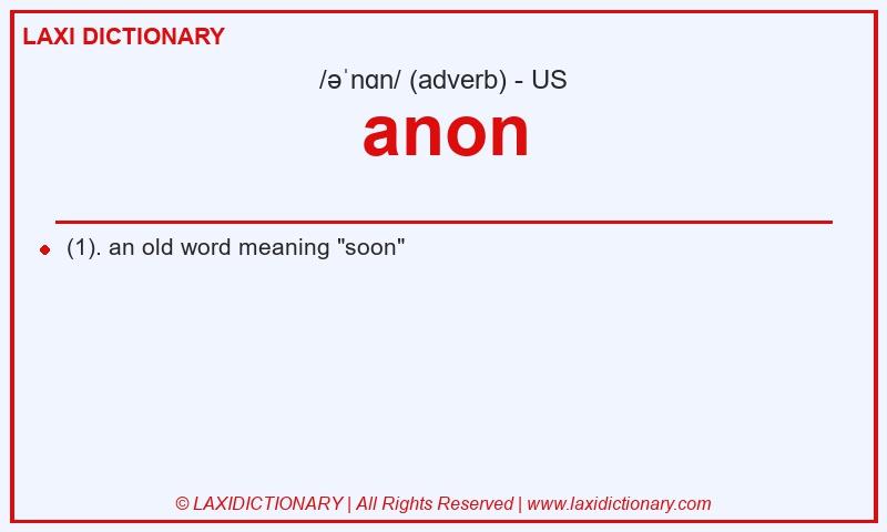 Definition anon in American English