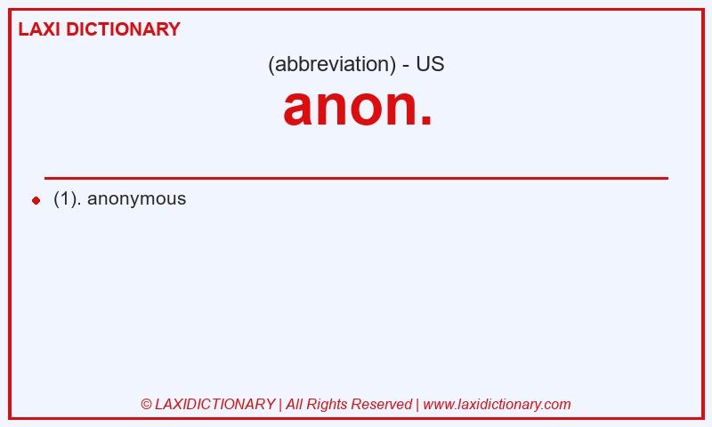 Definition anon. in American English