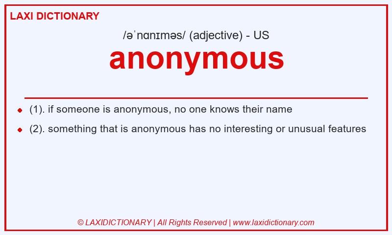 Definition anonymous in American English