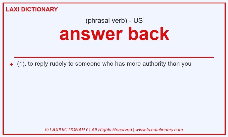Definition answer back in American English