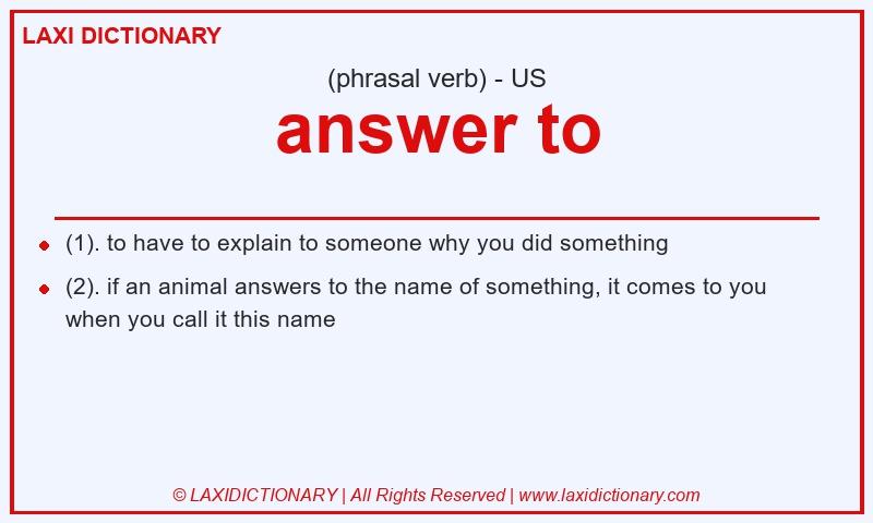 Definition answer to in American English
