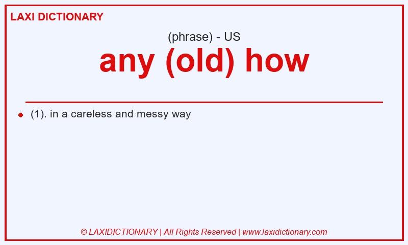 Definition any (old) how in American English