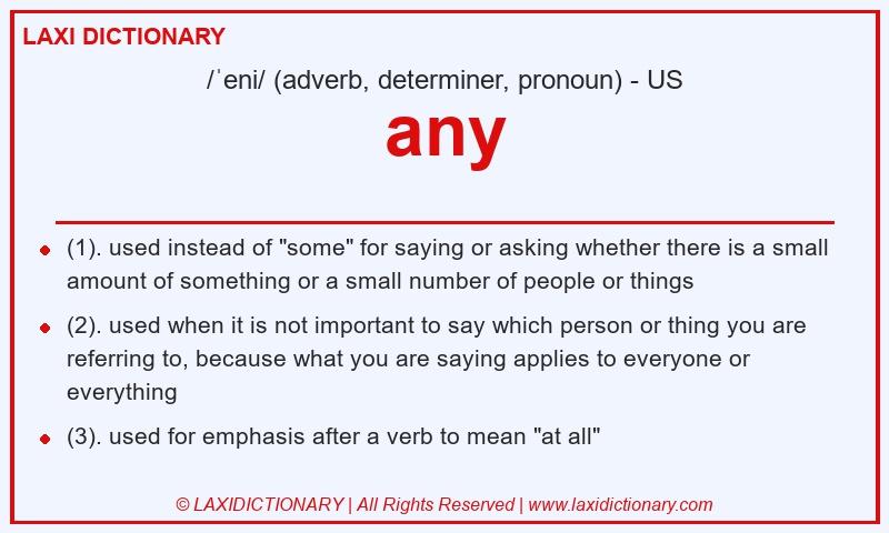 Definition any in American English