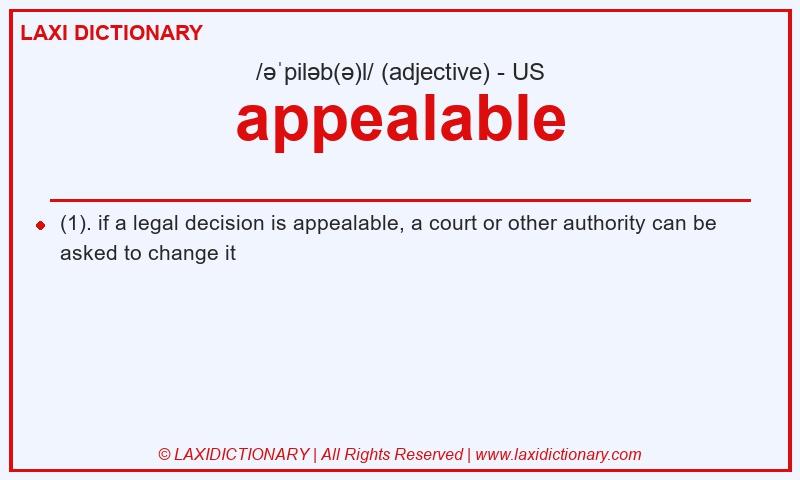 Definition appealable in American English