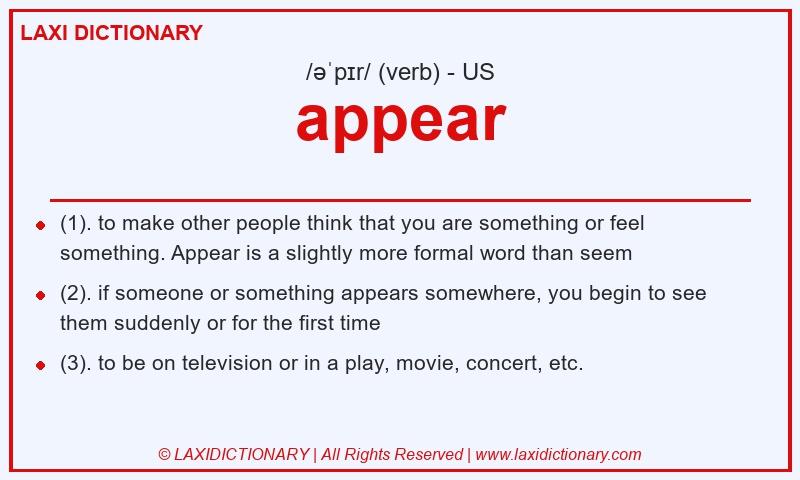Definition appear in American English