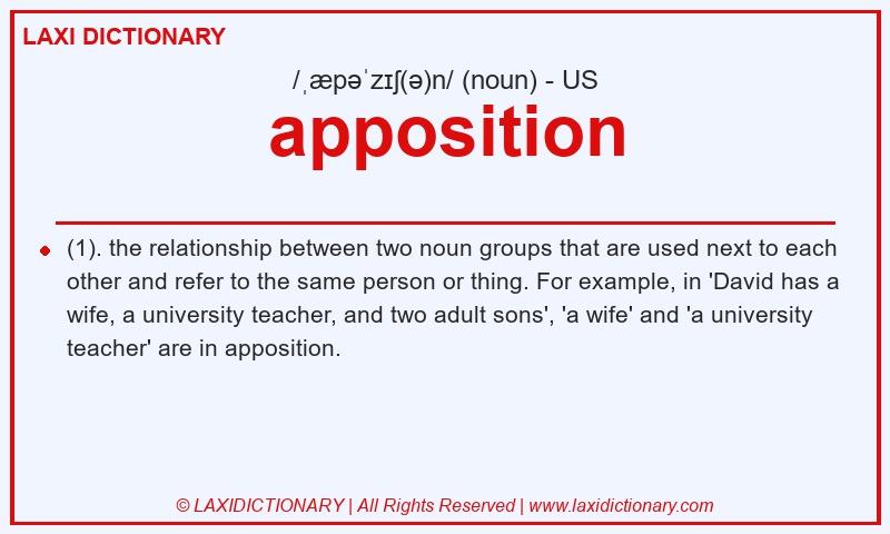 Definition apposition in American English