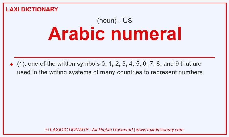 Definition Arabic numeral in American English