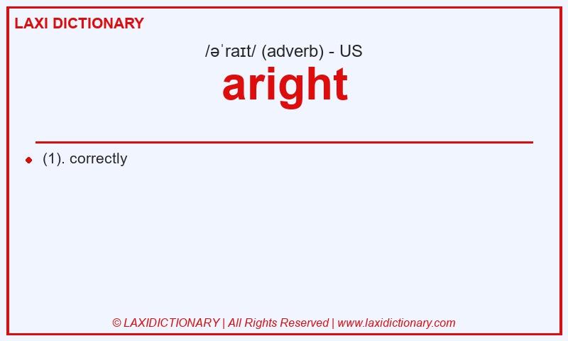 Definition aright in American English