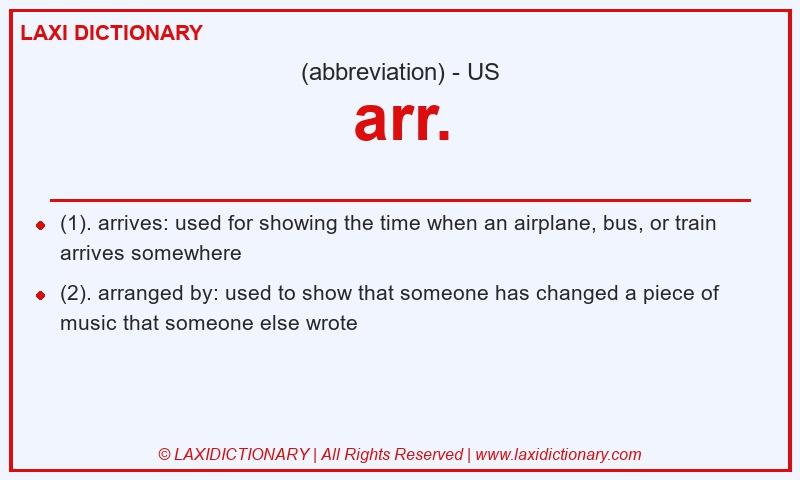 Definition arr. in American English