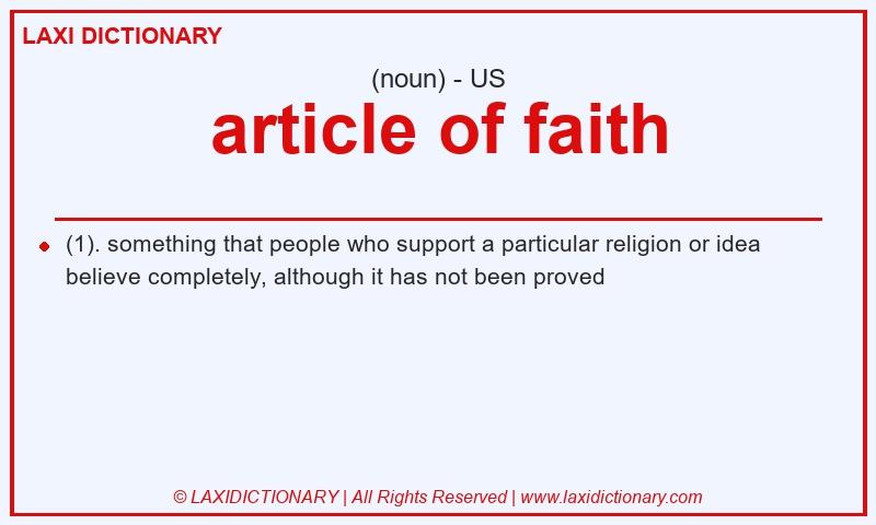 Definition article of faith in American English