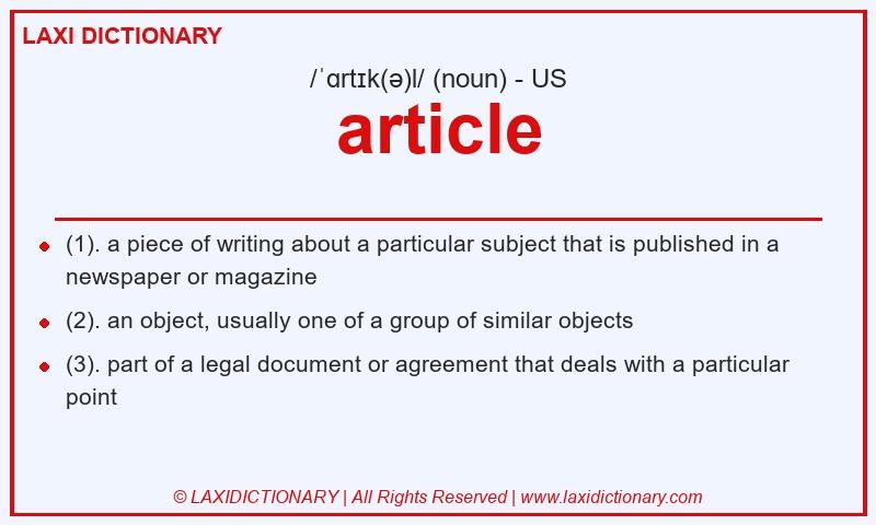 Definition article in American English